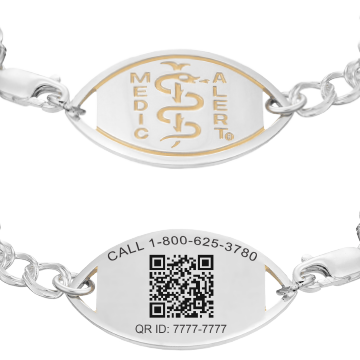 QR Code Santa Rosa Medical ID Bracelet Sterling Silver